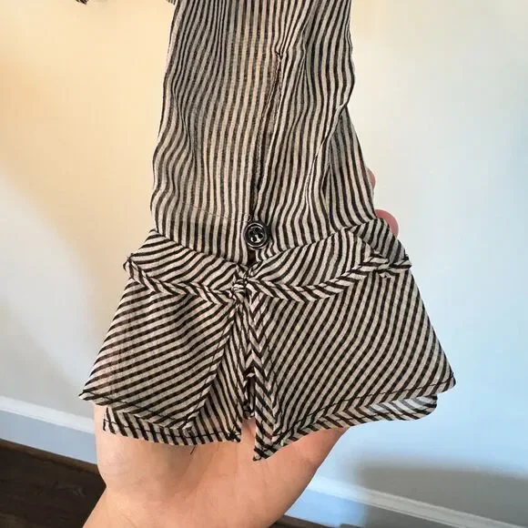 Féraud Club Women's Striped Black White Blouse Size 8 - Picture 4 of 6